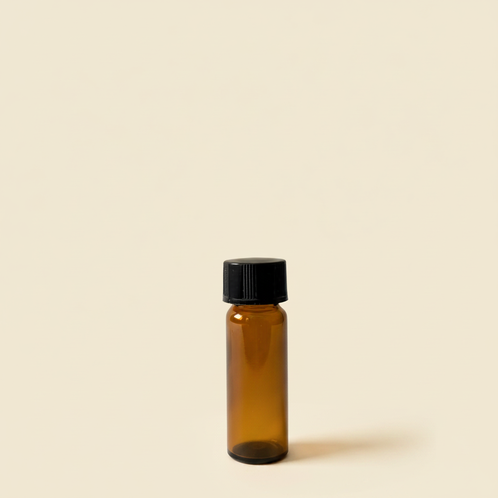 Amber Bottle - Warm Cream Background