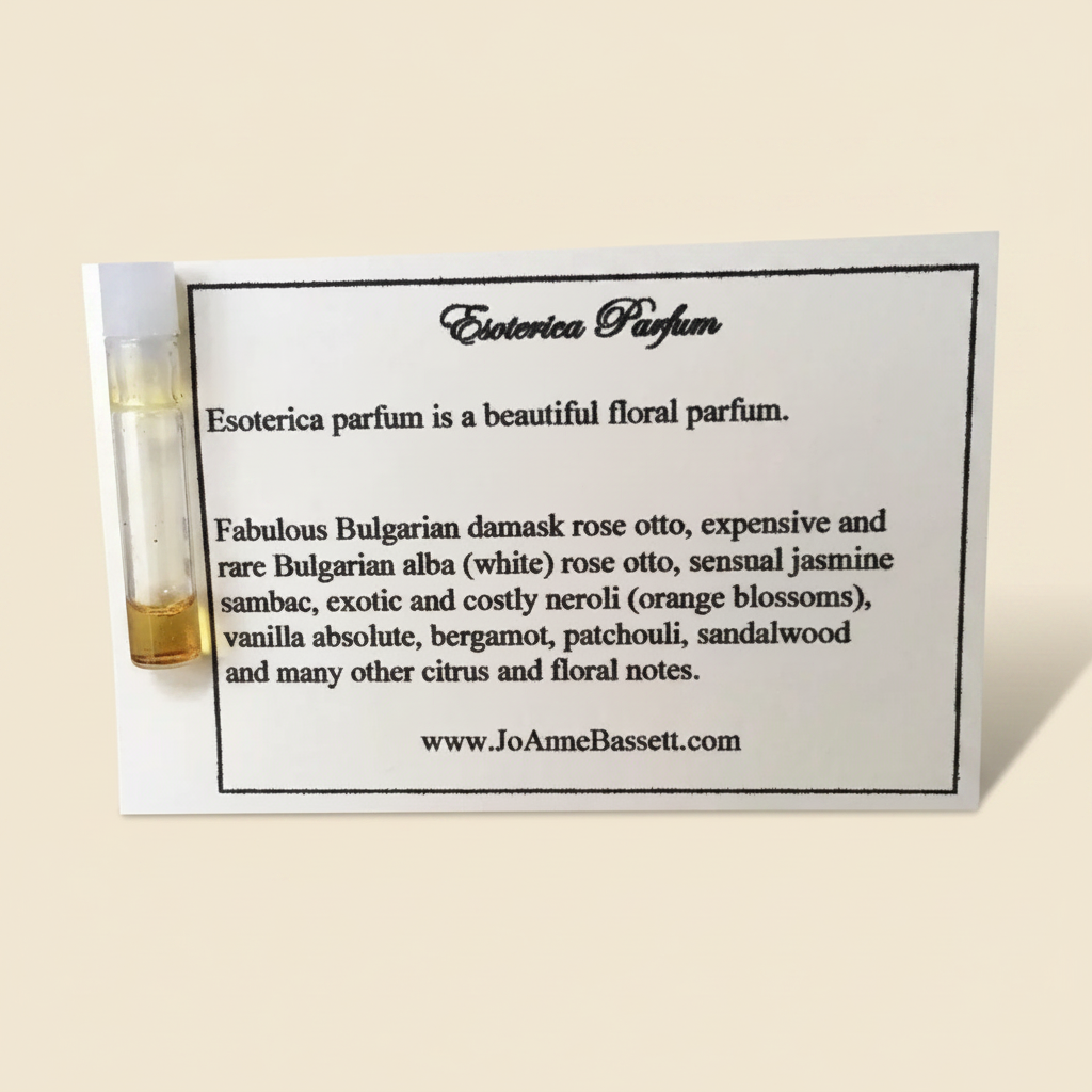 Esoterica Parfum sample with cream background