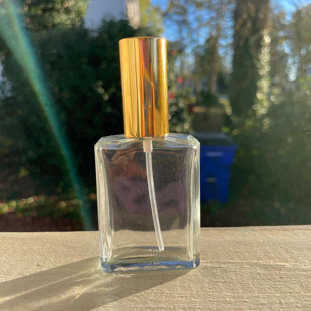 Empty Perfume Bottle: Gold Fine Mist Sprayer, 1 oz, refillable