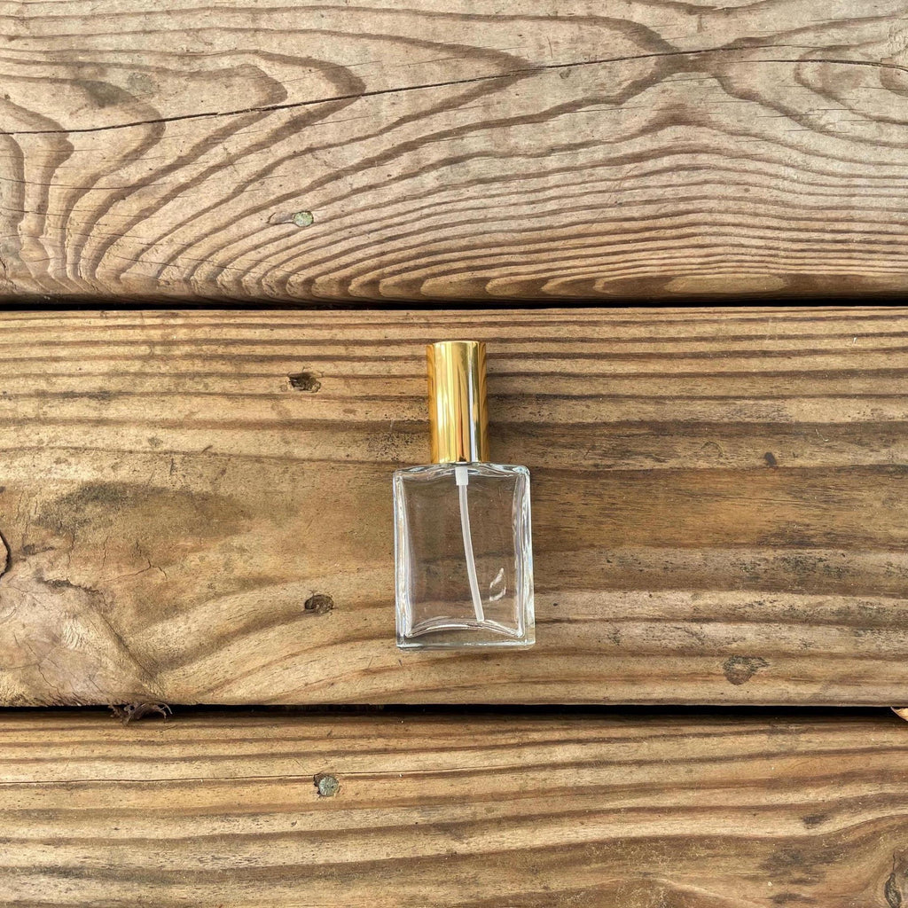 Empty Perfume Bottle: Gold Fine Mist Sprayer, 1 oz, refillable
