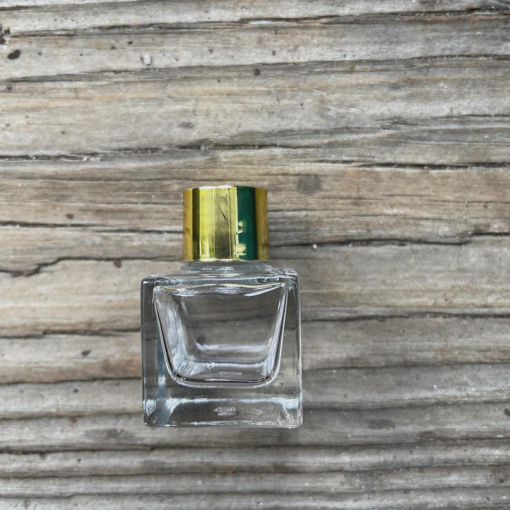Empty Glass Perfume Bottle: Gold Metal Caps, 6 ml DIY Fragrance Cubes