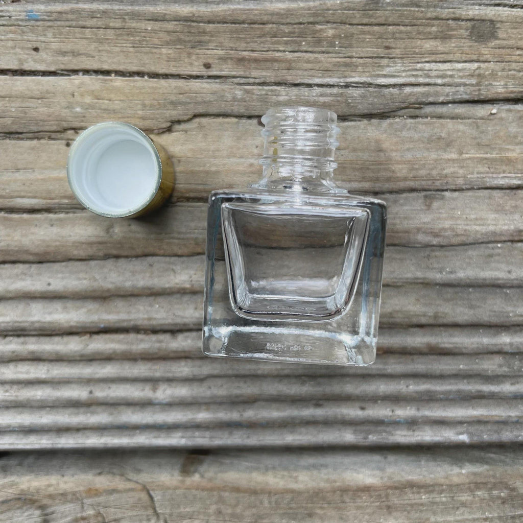Empty Glass Perfume Bottle: Gold Metal Caps, 6 ml DIY Fragrance Cubes