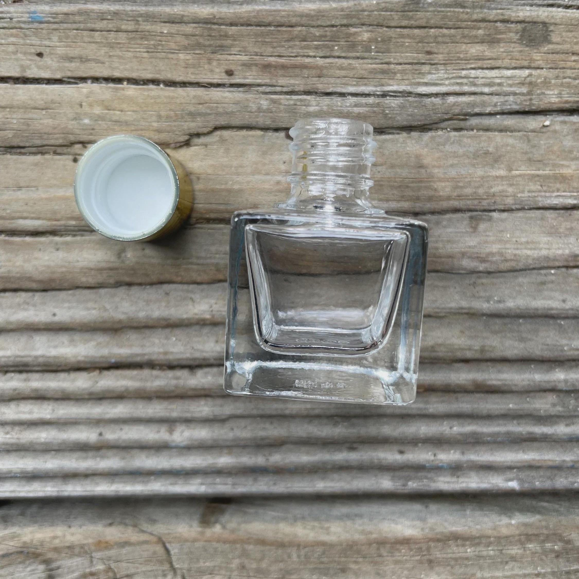 Empty Glass Perfume Bottle: Gold Metal Caps, 6 ml DIY Fragrance Cubes