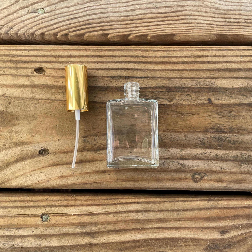 Empty Perfume Bottle: Gold Fine Mist Sprayer, 1 oz, refillable