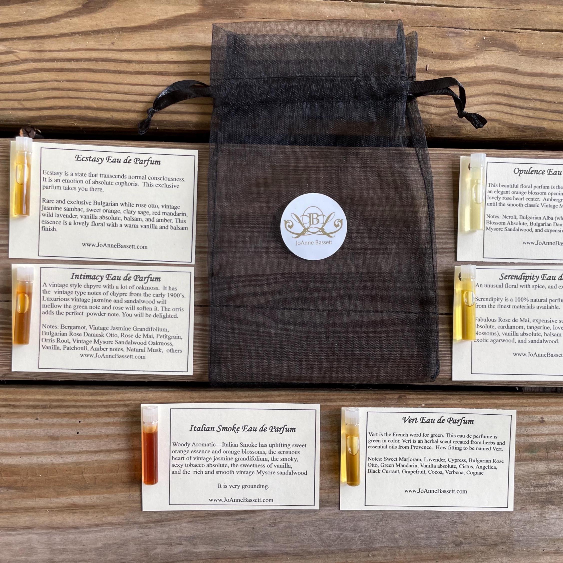 Organic Natural Perfume Samples: Oriental florals, fruity, chypre