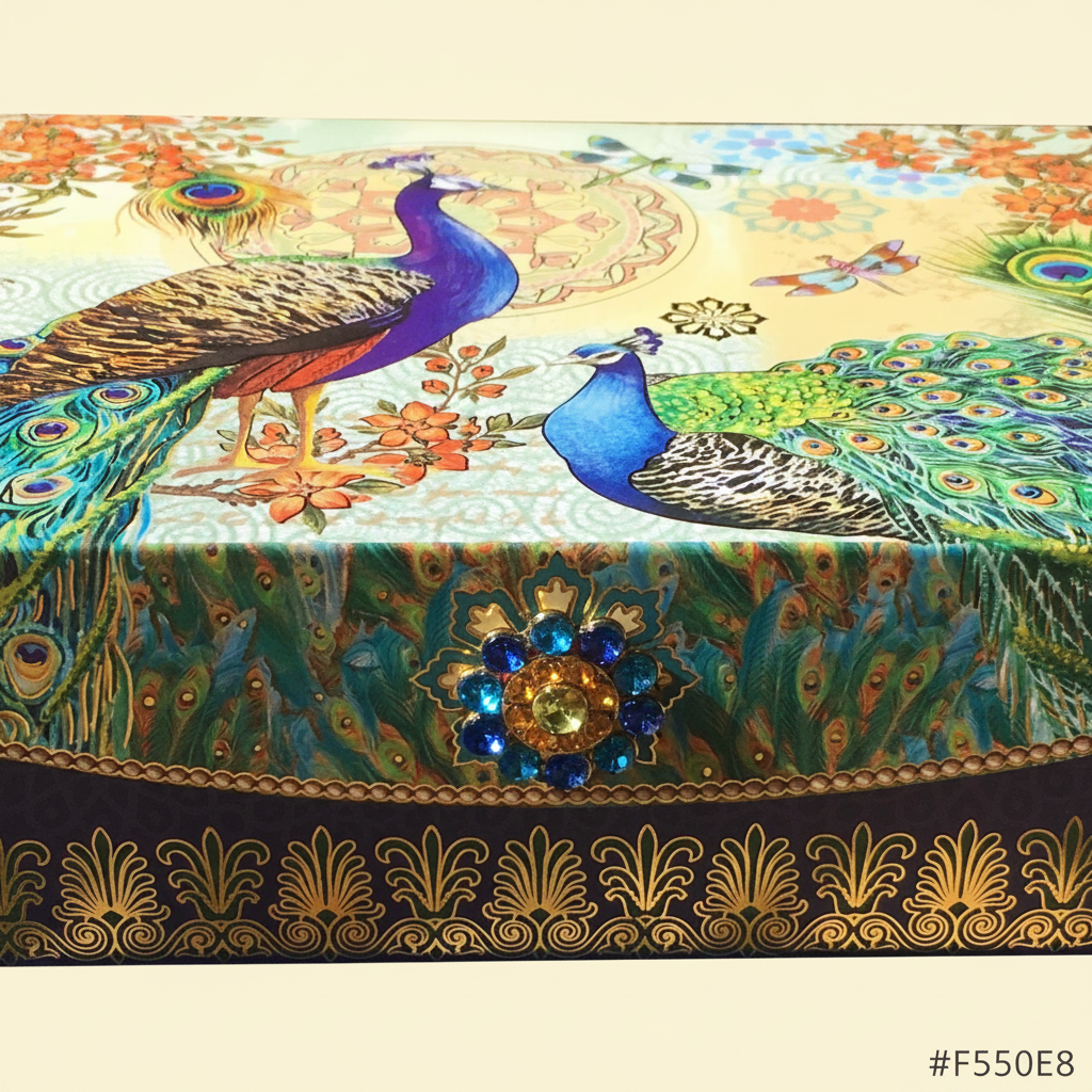Peacock Box Closed - Warm Cream